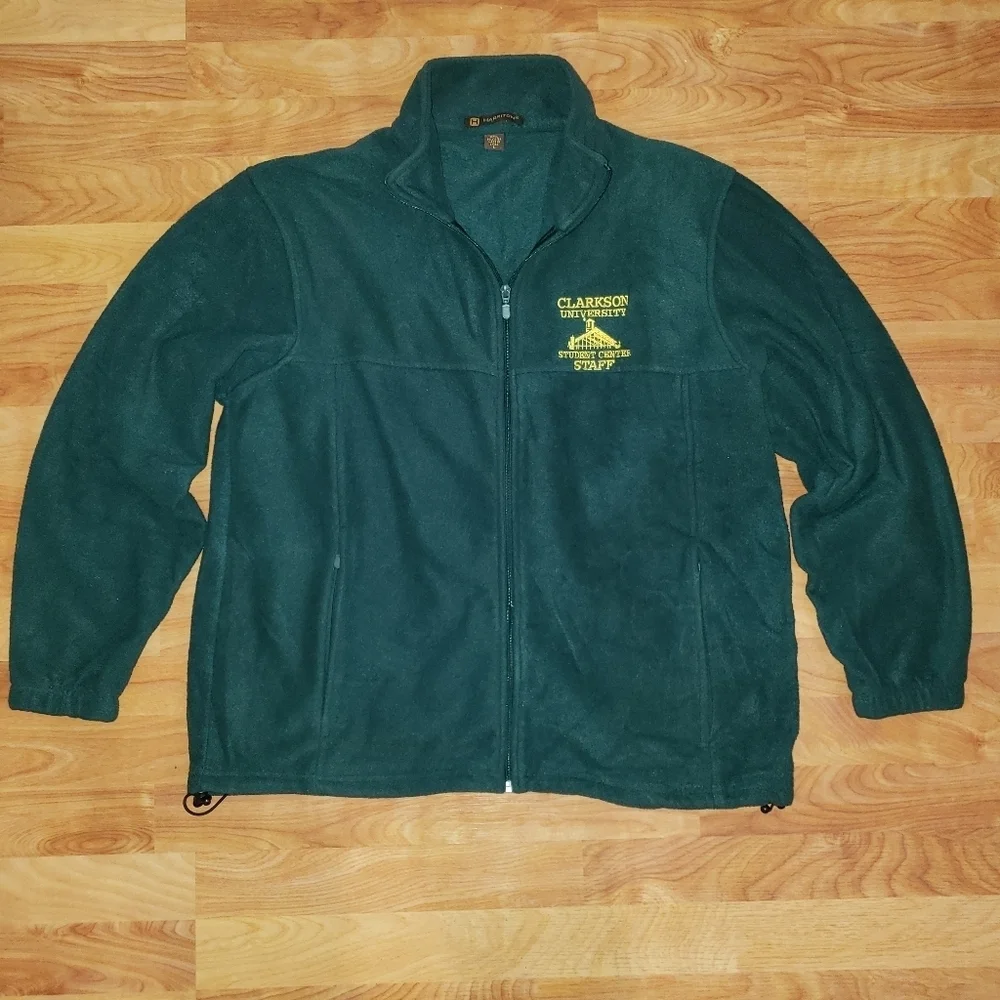Green Clarkson University Full Zip Fleece Jacket Student Center Staff Men's Sz L